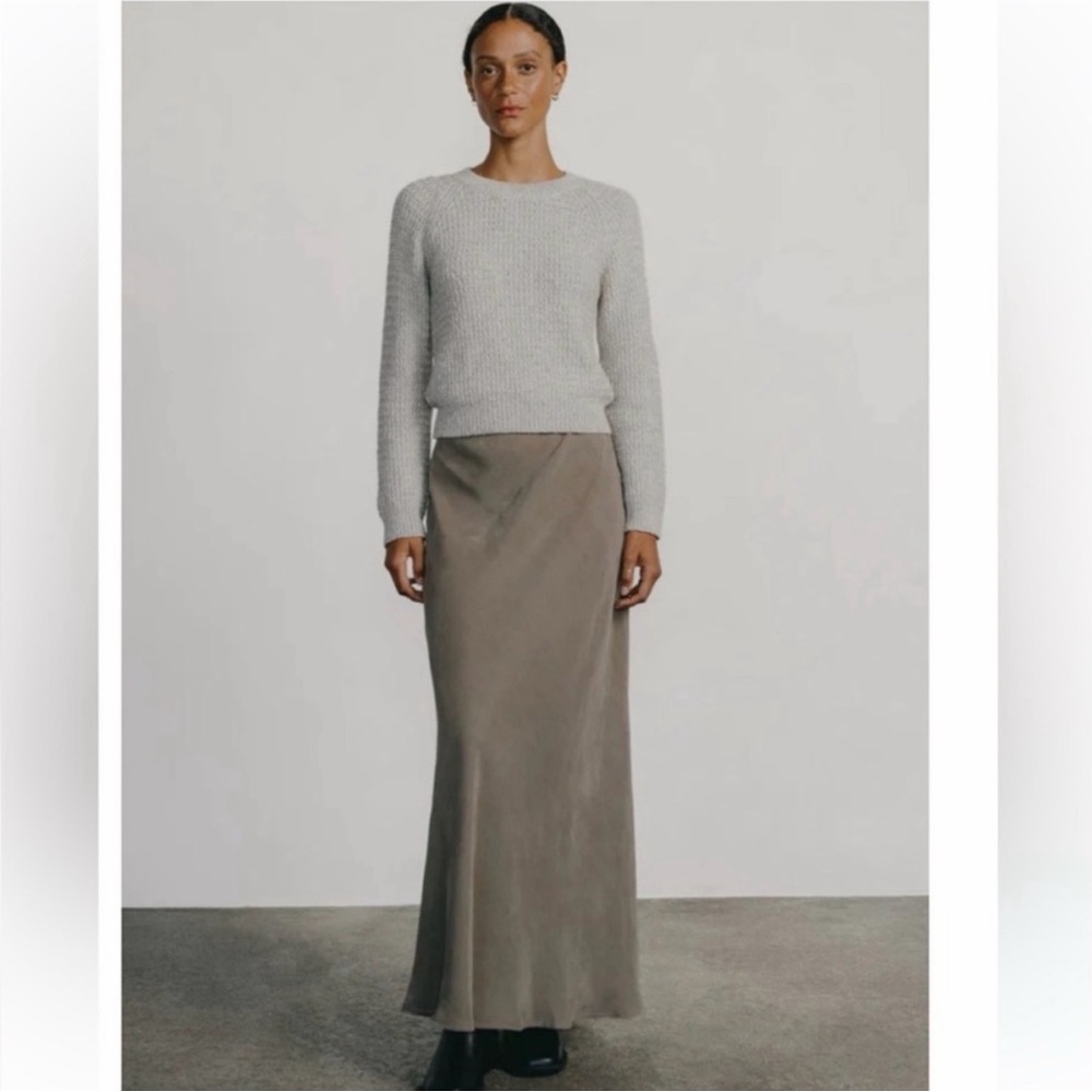 Ozma 90s Gray Cupro Maxi Slip Skirt